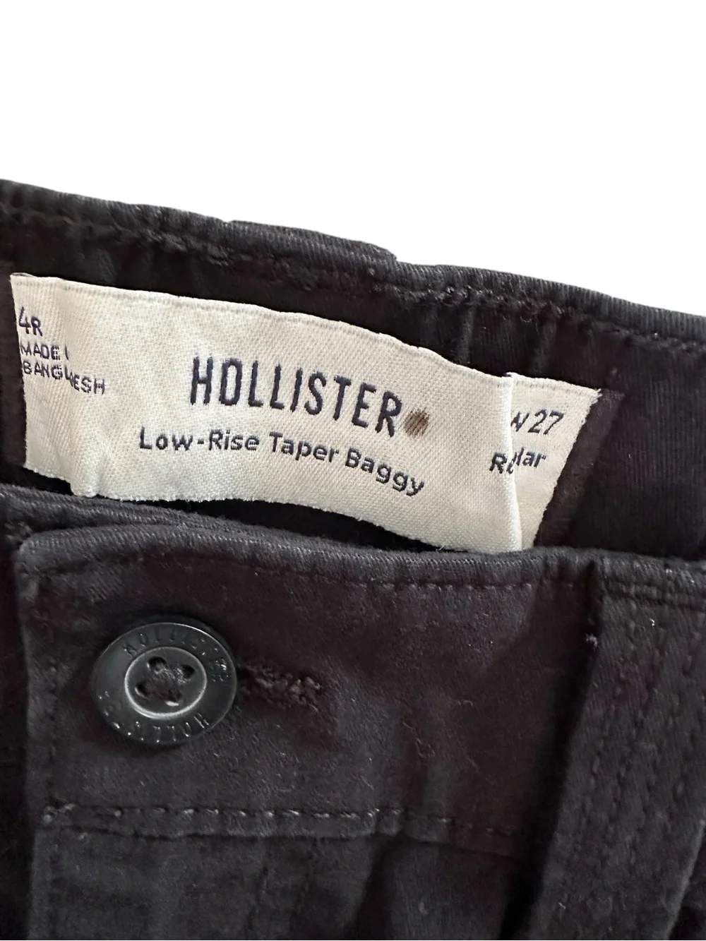 HOLLISTER Black Low Rise Taper Baggy Carpenter Pants W27 Regular